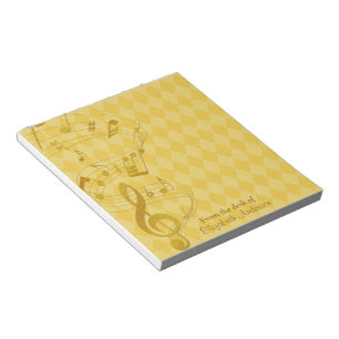 Gold Musiknoten Harlequin Personalisiert Notepad Notizblock