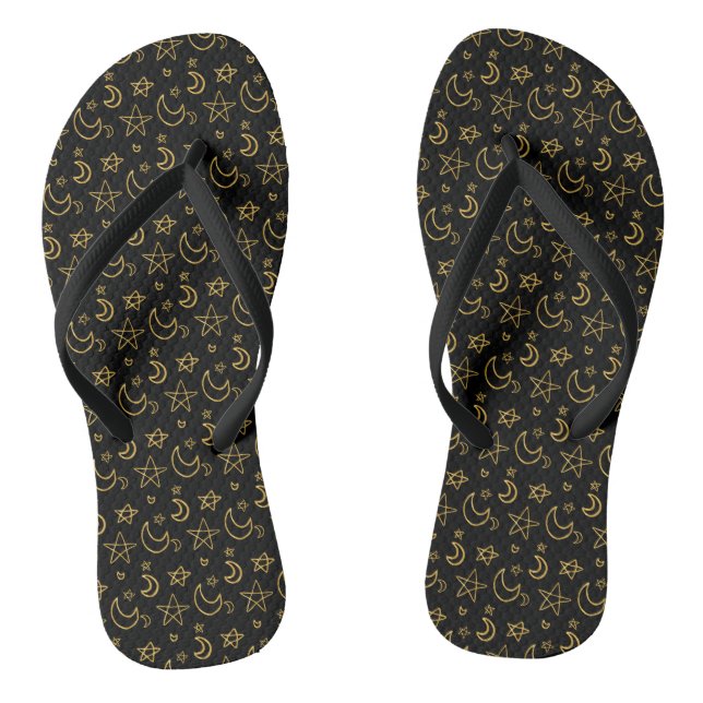 Gold Muster für Monde und Stars Flip Flops (Fußbett)