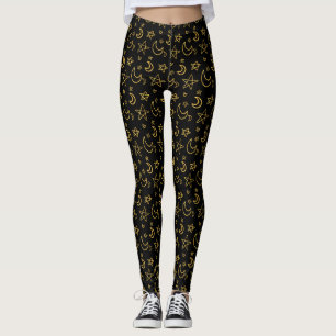 Gold Muster für Monde und Stars Leggings