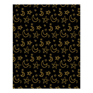 Gold Muster für Monde und Stars Poster