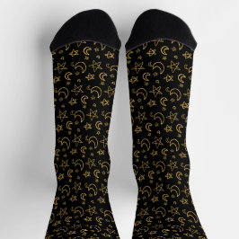 Gold Muster für Monde und Stars Socken