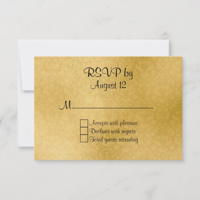 Gold Muster Wedding RSVP Card Karte (Vorderseite)