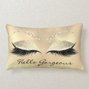 Gold mustert Make-uppeitsche hallo herrliches Lendenkissen