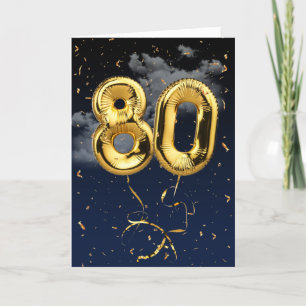 Gold Mylar Ballon und Confetti Card zum 80. Geburt Karte