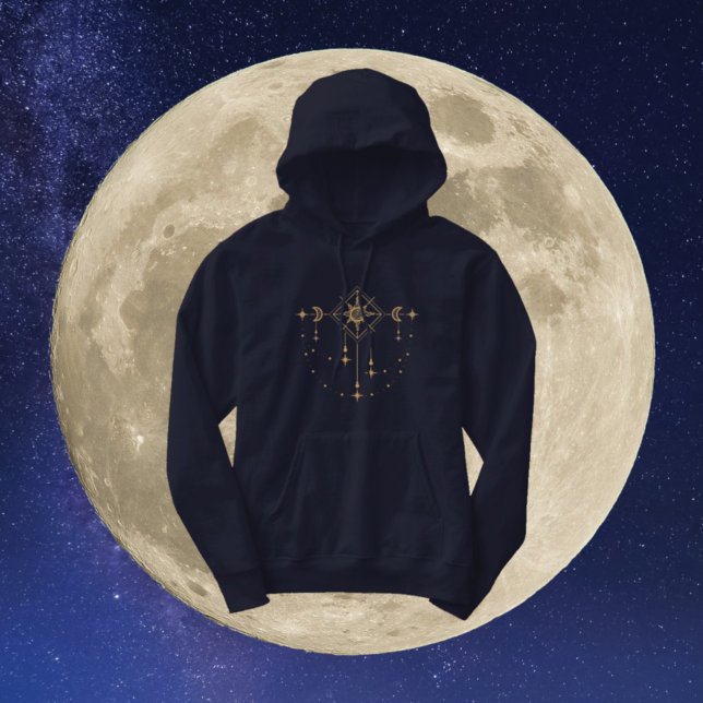 Gold Mystic Geometric Cosmic Tarot Sun & Moon Hoodie (Von Creator hochgeladen)
