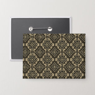 Gold n Brown Geometric Pattern / Indische Printwer Button