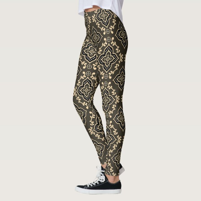Gold n Brown Geometric Pattern / Indische Printwer Leggings (Links)
