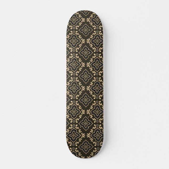 Gold n Brown Geometric Pattern / Indische Printwer Skateboard (Vorne)