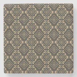 Gold n Brown Geometric Pattern / Indische Printwer Steinuntersetzer