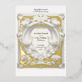 Gold 'n Fauna Motif Atelier Wedding Folieneinladung