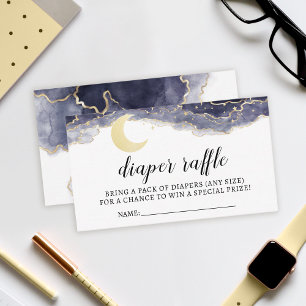 Gold-Nachtmond-Windeln verlosen Baby-Duschkarten Begleitkarte