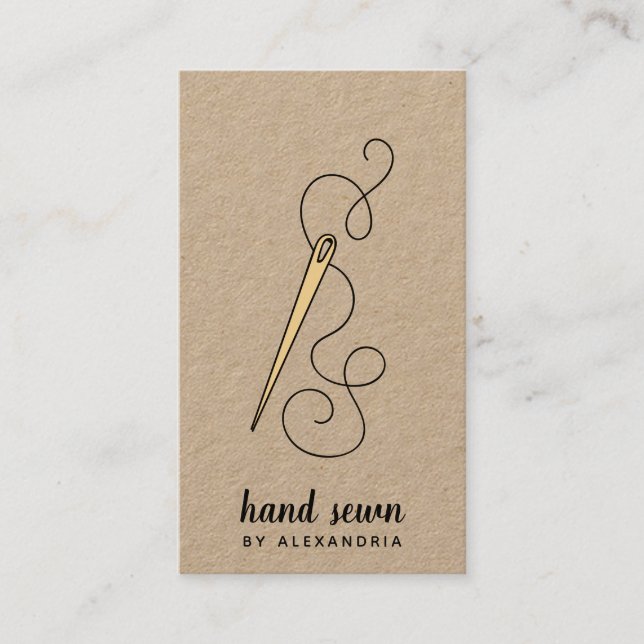 Gold-Nadel und Thread | Vertikale Kraft Visitenkarte (Vorderseite)