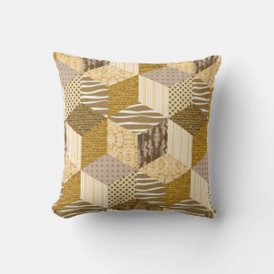 Gold nahtlose Patchwork-Muster. Vintager Illustrat Kissen
