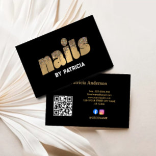 Gold Nails Glitzer Tropfen Typografie Nail Tech Visitenkarte