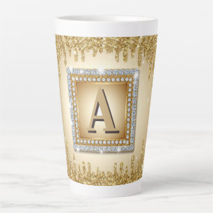 ✨ Gold Name Monogramm Diamantrahmen ✨ Milchtasse