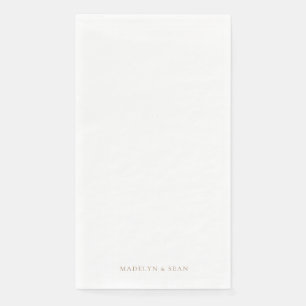 Gold Names Simple & Elegant White Wedding Serviette