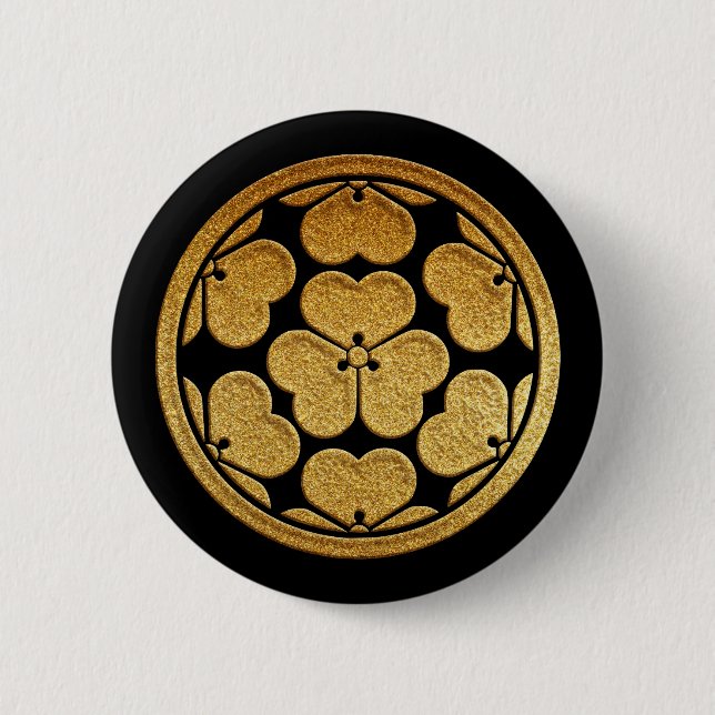 Gold Nanatsu Katabami Kamon Button (Vorderseite)