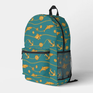 Gold Nautic Pattern Bedruckter Rucksack