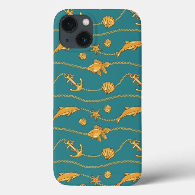 Gold Nautic Pattern Case-Mate iPhone Hülle (Rückseite)