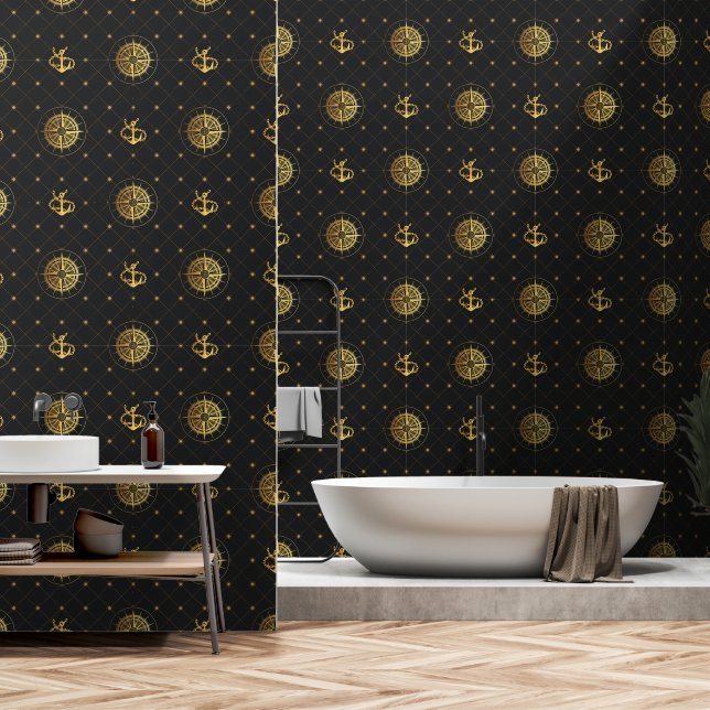 Gold Nautical Tapete (Badezimmer)