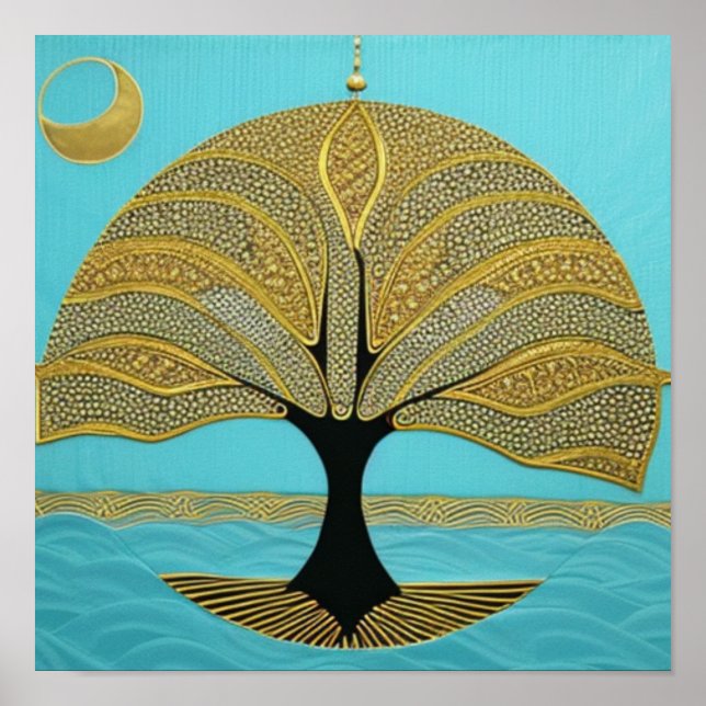 Gold Nautical Tree of Life Poster (Vorne)
