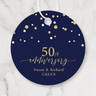 Gold & Navy 50. Wedding Anniversay Celebration Fa Geschenkanhänger