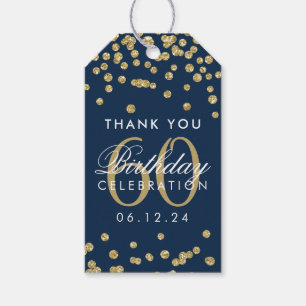 Gold Navy 60. Geburtstag Vielen Dank Glitzer Confe Geschenkanhänger