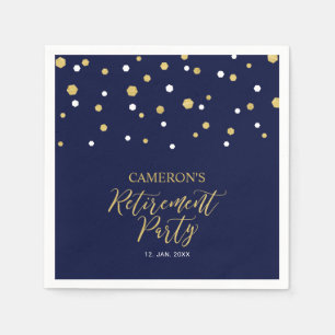 Gold & Navy Blau Chic Konfetti-Ruhestandsfeier Serviette