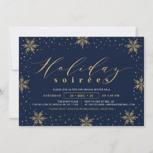 Gold & Navy Blau Corporate Holiday Soiree Party Einladung