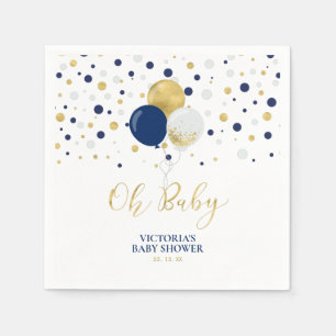 Gold & Navy Blau Oh Baby Baby Shower Servietten