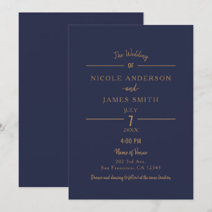 Gold Navy Blau Schick Minimal Sauber Klassische Ho Einladung