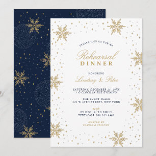 Gold & Navy Blau Weihnachts-Probeessen-Einladung Einladung