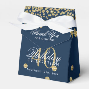 Gold Navy Blue 40. Geburtstag Danke Confetti Geschenkschachtel