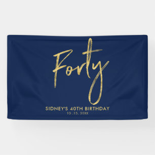 Gold Navy Blue 40. Geburtstag Party Begrüßungsbann Banner
