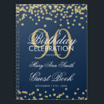 Gold Navy Blue 90th Birthday Gästebuch Confetti Notizblock<br><div class="desc">Elegante 90. Geburtstagsparty Gold Glitzer Confetti auf Navy Blue Vorlage. Einfach zu bedienen und leicht zu personalisieren. Bestelle noch heute!</div>