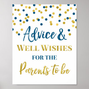 Gold Navy Blue Confetti Ratschläge für Eltern Poster