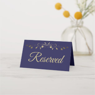 Gold & Navy Blue Elegante Hochzeit vorbehalten Platzkarte