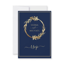 Gold Navy Blue Eucalyptus Foliage Wreath Wedding