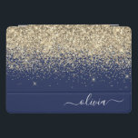 Gold Navy Blue Glitzer Script Monogram Girl Name iPad Pro Cover<br><div class="desc">Gold und Navy Blue Imitats Foil Metallic Sparkle Glitzer Script Monogram Name Laptop Case. Das macht den perfekten 16 Geburtstag,  Hochzeit,  Brautparty,  Jubiläum,  Babydusche oder Junggeselinnen-Abschied Geschenk für jemanden,  der Lieben glamourösen Luxus und schicke Stile.</div>