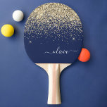 Gold Navy Blue Glitzer Script Monogram Girl Name Tischtennis Schläger<br><div class="desc">Gold und Navy Blue Sparkle Glitzer Script Monogram Name Ping Pong Paddle. Das macht den perfekten 16 Geburtstag,  Hochzeit,  Brautparty,  Jubiläum,  Babydusche oder Junggeselinnen-Abschied Geschenk für jemanden,  der Lieben glamourösen Luxus und schicke Stile.</div>