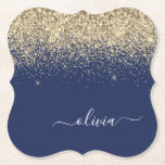Gold Navy Blue Glitzer Script Monogram Girl Name Untersetzer<br><div class="desc">Navy Blue und Gold Sparkle Glitzer Script Monogram Name Paper Untersetzer. Dies macht den perfekten Abschluss,  Geburtstag,  Hochzeit,  Brautparty,  Jubiläum,  Babydusche oder Junggeselinnen-Abschied Geschenk für jemanden,  die Lieben glamourösen Luxus und schicke Stile.</div>