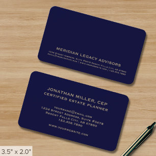 Gold Navy Blue Minimalistisch Modern Beruflich Visitenkarte