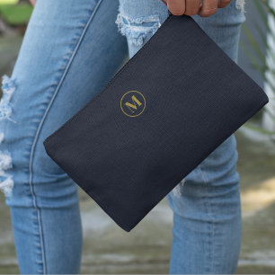 Gold Navy Blue   Minimalistisch Modernes Mit Monog Zubehörtasche