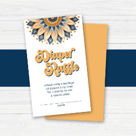 Gold Navy Blue Retro Typografie Boho Diaper Raffle Begleitkarte