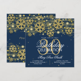 Gold Navy Blue Winter Glitzer Glam 30. Geburtstag Einladung
