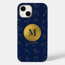 Gold & Navy Blue Zodiac Constellations Monogram