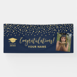 Gold & Navy Confetti Gratulation Abschluss Banner