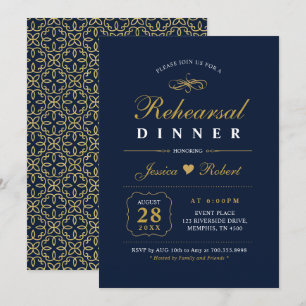 Gold & Navy   Elegante Einladung zum Probedinner