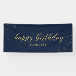 Gold & Navy   Glitzernde Happy Birthday Party Deko Banner