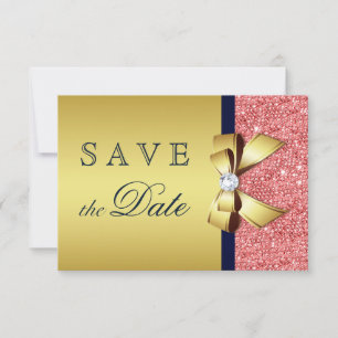 Gold Navy Korallensequenzen Diamonds Bow Save the Save The Date